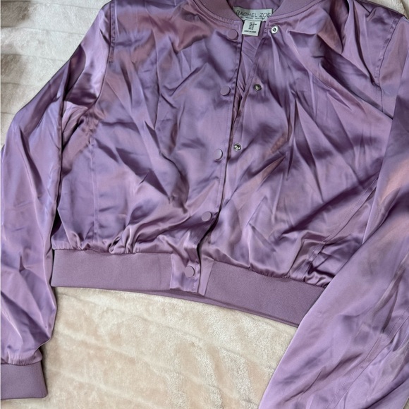 Rachel Zoe Lilac Cropped Bomber Jacket - Size Medium - Picture 3 of 4